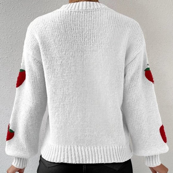 Strawberry Embroidery knit Sweater top - Picture 2 of 6